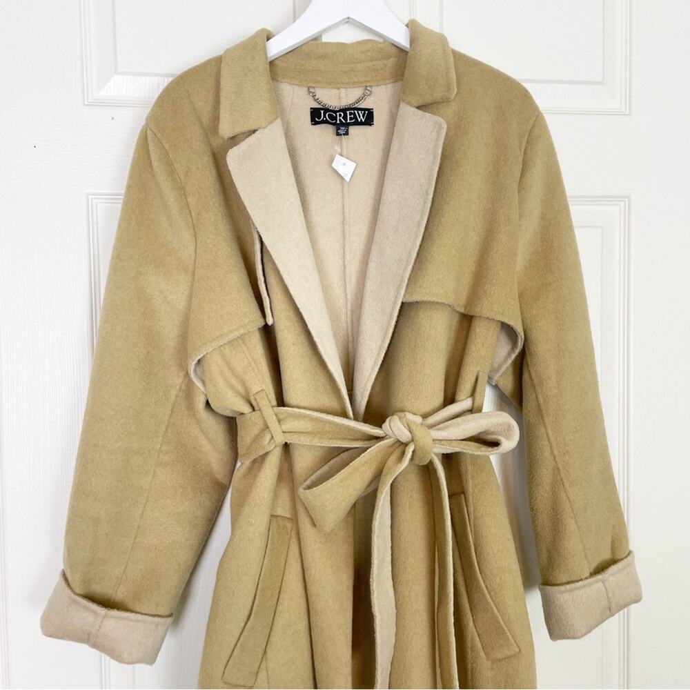 J.Crew Harriet Double Faced Wool Trench Coat Khaki Honey NWT Sz 3X - Picture 3 of 10